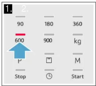1. 2. 90 180 360 600 900 kg P M Stop Start