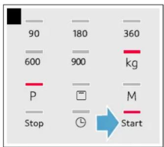 90 180 360 600 900 kg P M Stop Start