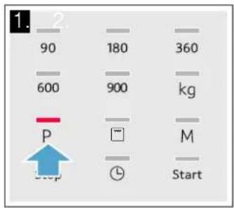 1. 2. 90 180 360 600 900 kg P M Start