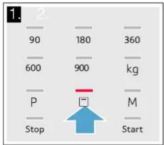 1. 2. 90 180 360 600 900 kg P M Stop Start
