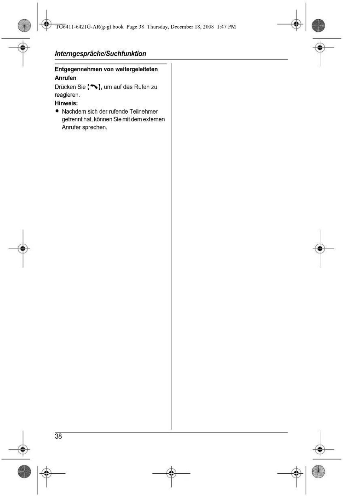 PANASONIC KX-TG6421AR - Direktes Weiterleiten eines Anrufs ohne Kommunikation mit dem anderen Mobilteil-Anwender - 10