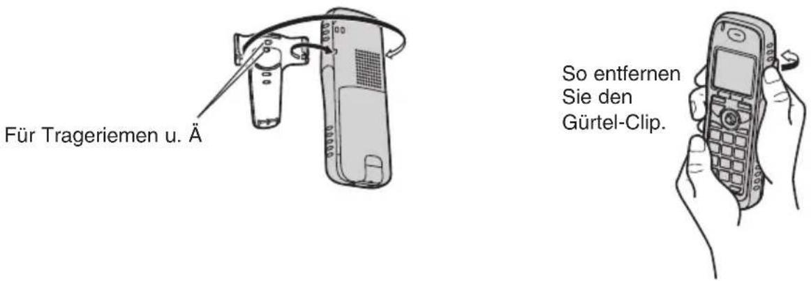 PANASONIC KX-TCA364 - Verwendung des Gürtel-Clips - 1