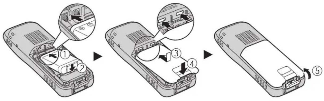 PANASONIC KX-TCA364 - Einsetzen des Akkus - 1