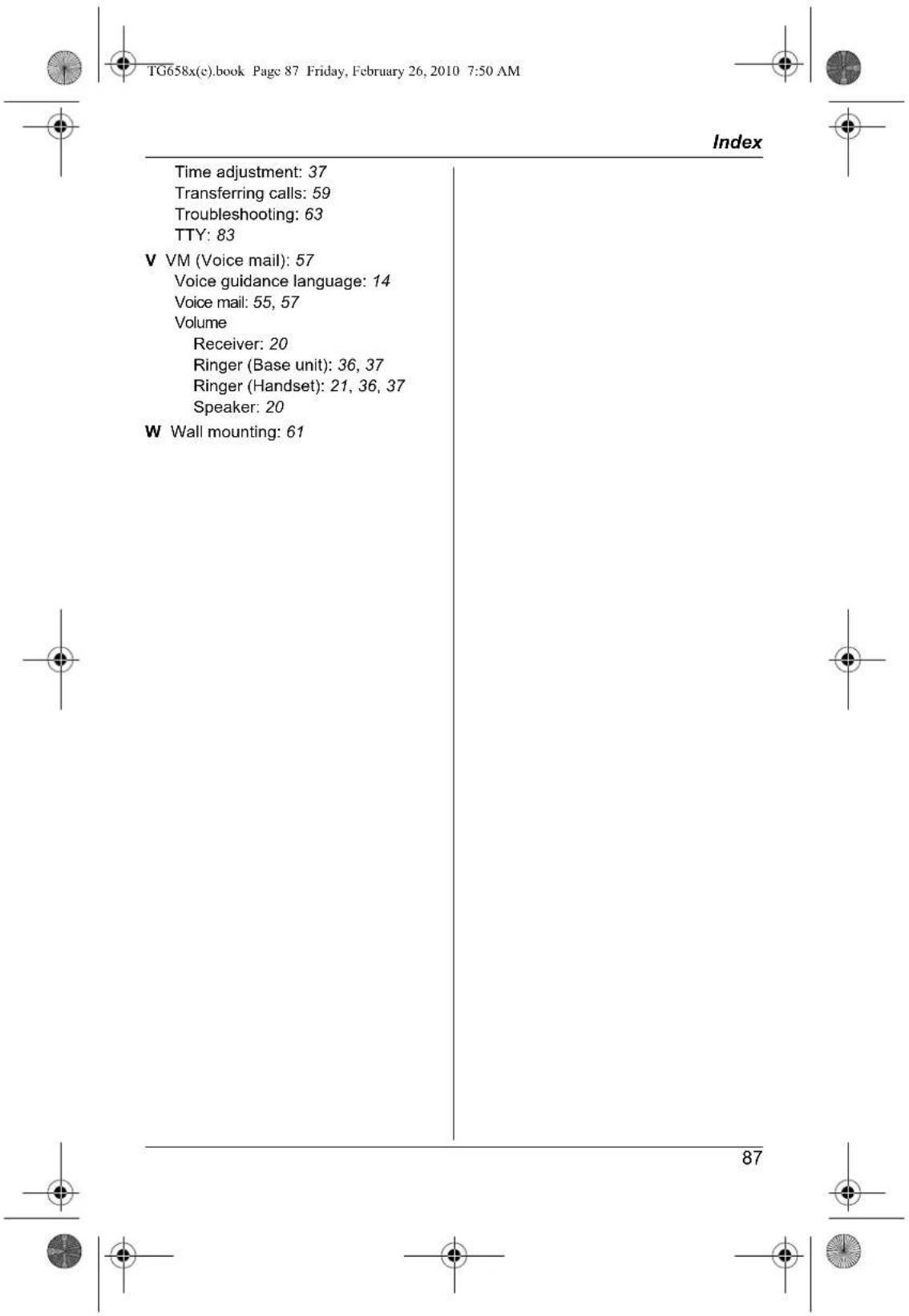 PANASONIC KX-TG6583 - Index - 10