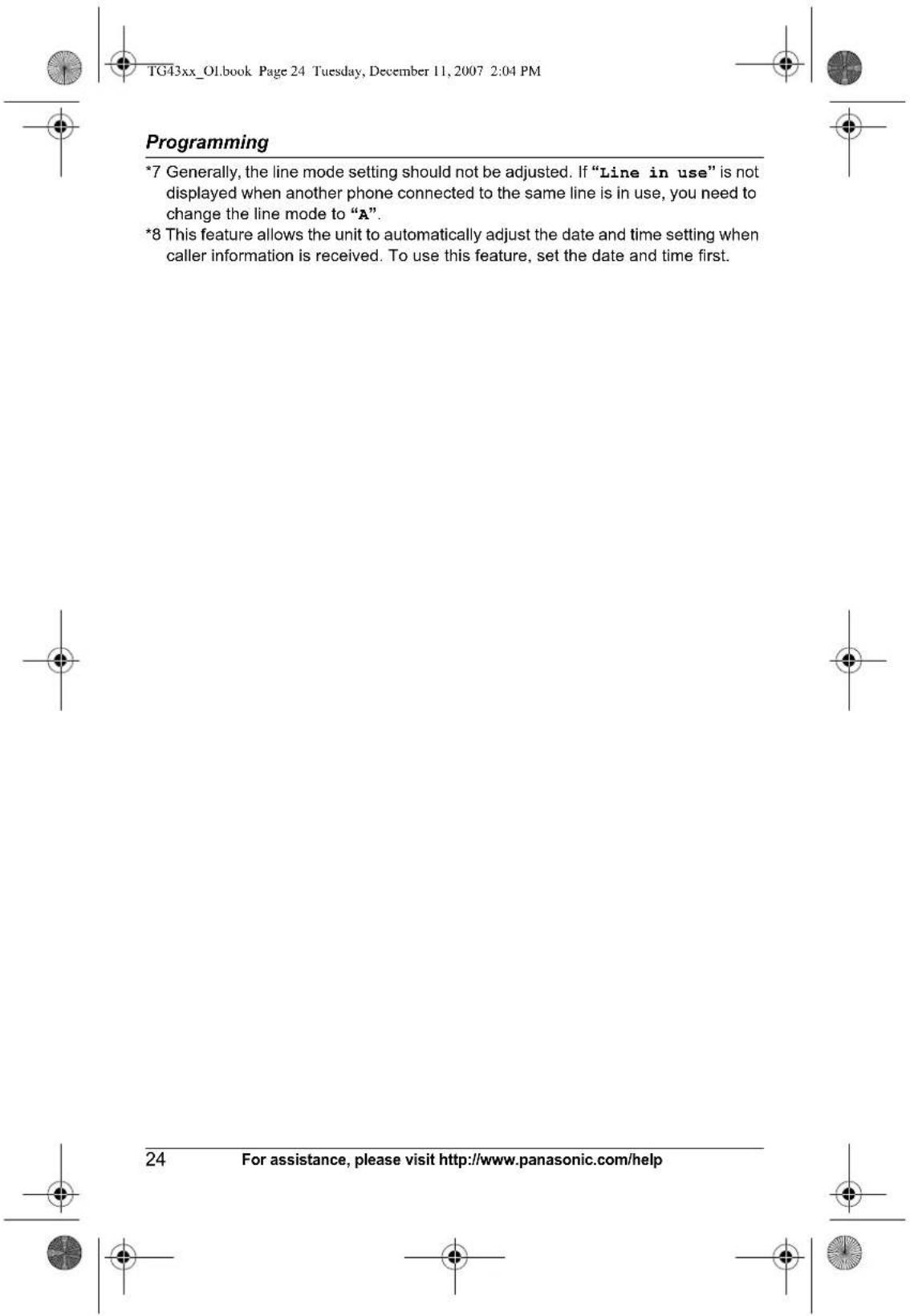 PANASONIC KX-TG4321 - Programming using the direct commands - 4