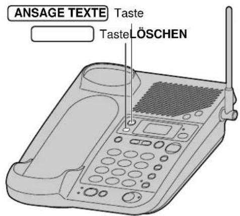 PANASONIC KX-TCD960 - Zum Abhören der vorbereiteten Ansagetexte drücken Sie die Taste ANSAGE TEXTE - 1