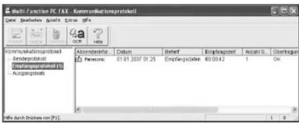 Multi-Function PC FAX - Kommunikationspretkol Color: 2000000000000000000000000000000000000000000000000000000000000000000000000000000000000 Kommunikationspretkol - Bendeprotokol Einstungspretkol (t) - Ausgangskrafts Abzenderbar. Datum Betrieb Empfangszeit Anzahl B. Übertragung Pensions: 01.01.2007 01.25 Empfangsäfte 60.00.42 1 OK Möhe durch Dränkern von [P1]
