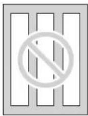 Prohibition sign with three vertical bars and a circle containing a diagonal line, indicating no prohibition or restriction.