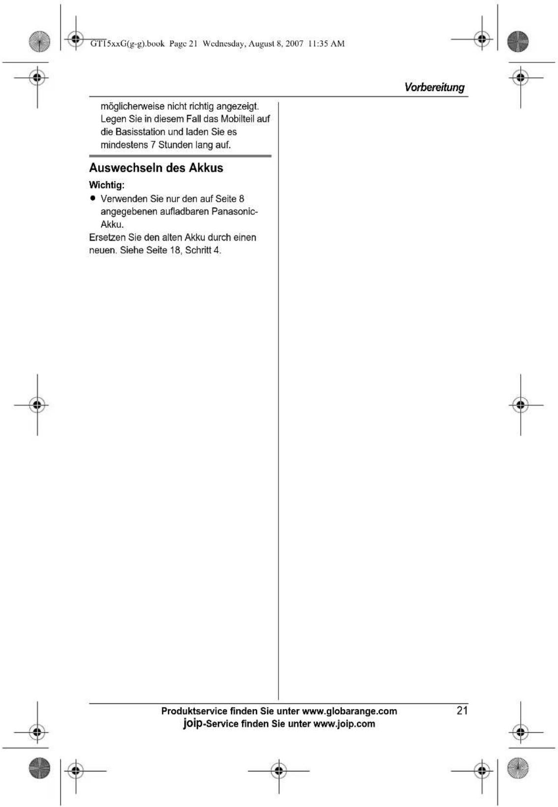 PANASONIC BB-GT1540G - Hinweis: - 1
