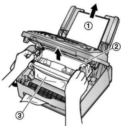 PANASONIC KX-FL611G - Wenn sich das Aufzeichnungspapier an der Papierausgabe staut: - 2