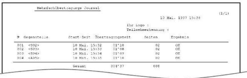PANASONIC KX-F1830G - Muster eines Mehrfachübertragungs Journal - 1