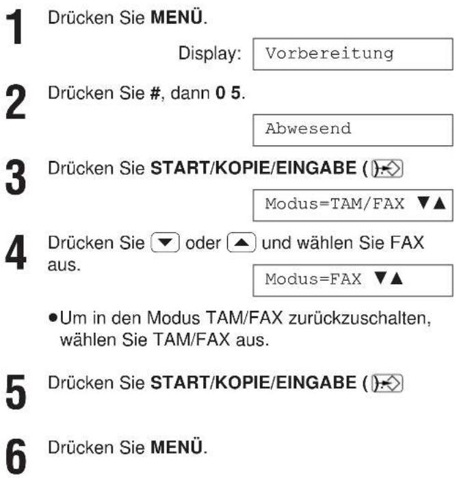 PANASONIC KX-F1830G - Einstellung der Betriebsart Automatischer Empfang ändern \_\_\_\_ - 1