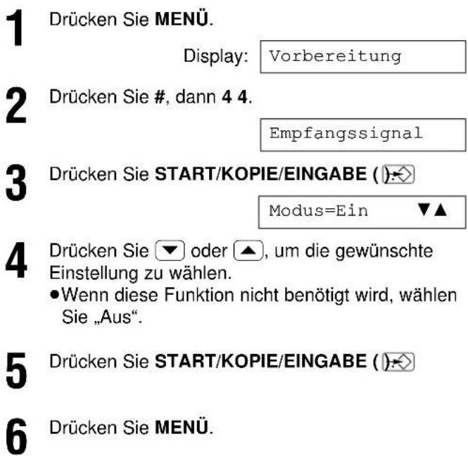 PANASONIC KX-F1830G - Empfangssignal bei Speicherempfang einstellen = - 1