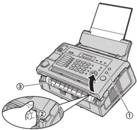 PANASONIC KX-FL421 - Wenn sich das Aufzeichnungspapier an der Trommel- und Tonereinheit staut - 1