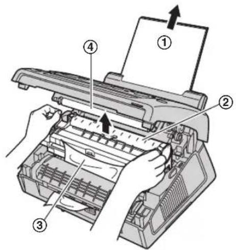 PANASONIC KX-FL421 - Wenn sich das Aufzeichnungspapier an der Papierausgabe staut - 3