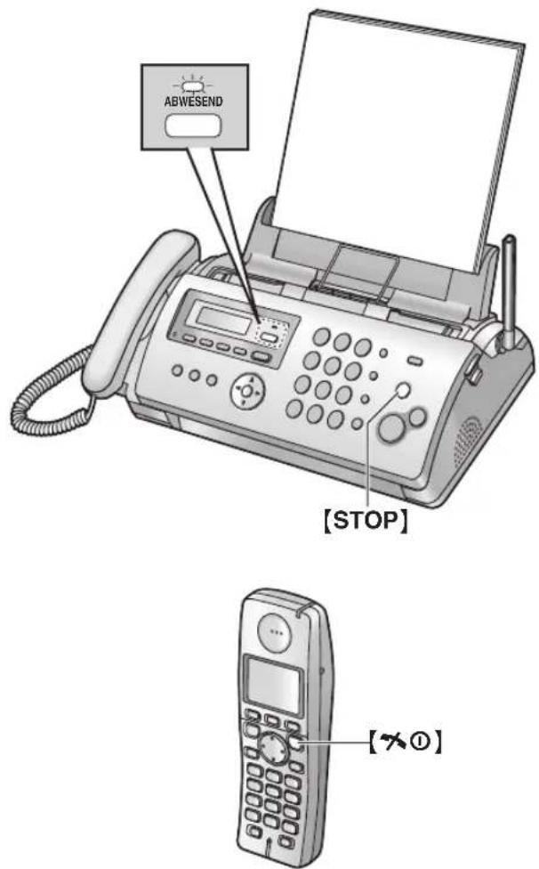 PANASONIC KX-FC255G - Aktivieren des AB/FAX-Modus (Anrufbeantworter-/Fax-Modus) - 1