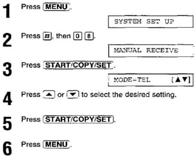 PANASONIC KX-F2780EB - Changing the setting of the MANUAL RECEIVE mode - 1