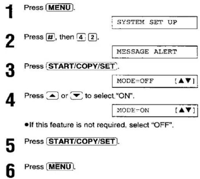 PANASONIC KX-F2780EB - Setting message alert - 1
