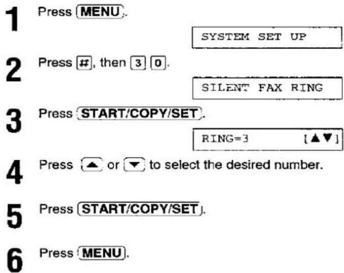 PANASONIC KX-F2780EB - Setting the silent fax recognition ring count - 1