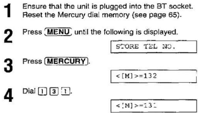 PANASONIC KX-F2780EB - For Mercury PIN Codes Service customers—Programming the MERCURY button with your PIN Code \_\_\_\_ - 1