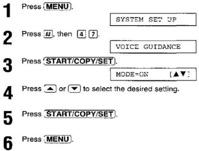 PANASONIC KX-F2780EB - Setting voice guidance (KX-F2780 only) - 1