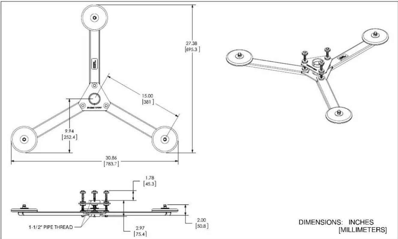 27.38 [695.3] 15.00 [381] 9.94 [252.4] 30.86 [783.7] 1.78 [45.3] 2.00 [50.8] 1-1/2" PIPE THREAD 2.97 [75.4] DIMENSIONS: INCHES [MILLIMETERS]