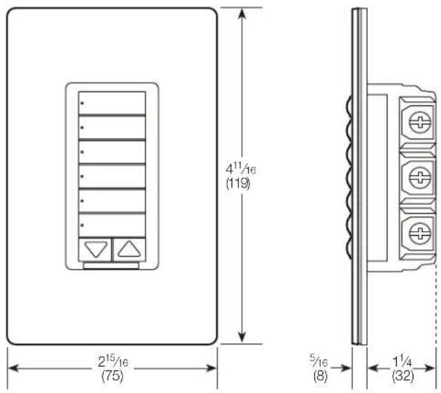 Lutron RRD-W3BRL - Dimensions - 1