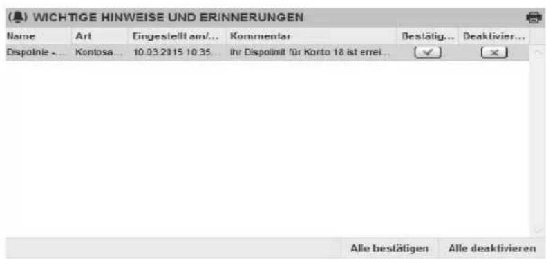 StarMoney Plus - Aktivierte Erinnerung in StarMoney - 1