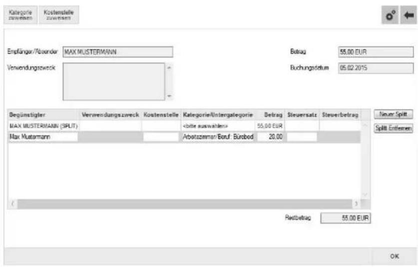 StarMoney Business 7.0 - Splittbuchungen durchführen - 4