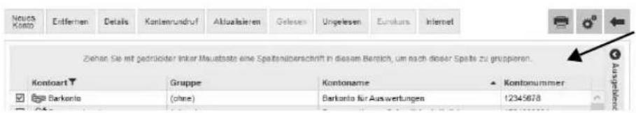 StarMoney Business 7.0 - Gruppierungsfeld anzeigen - 1
