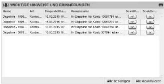 StarMoney Business 7.0 - Aktivierte Erinnerung in StarMoney Business - 1