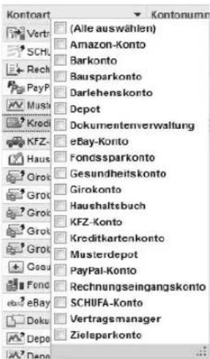 StarMoney Business 7.0 - Filter auswählen - 1