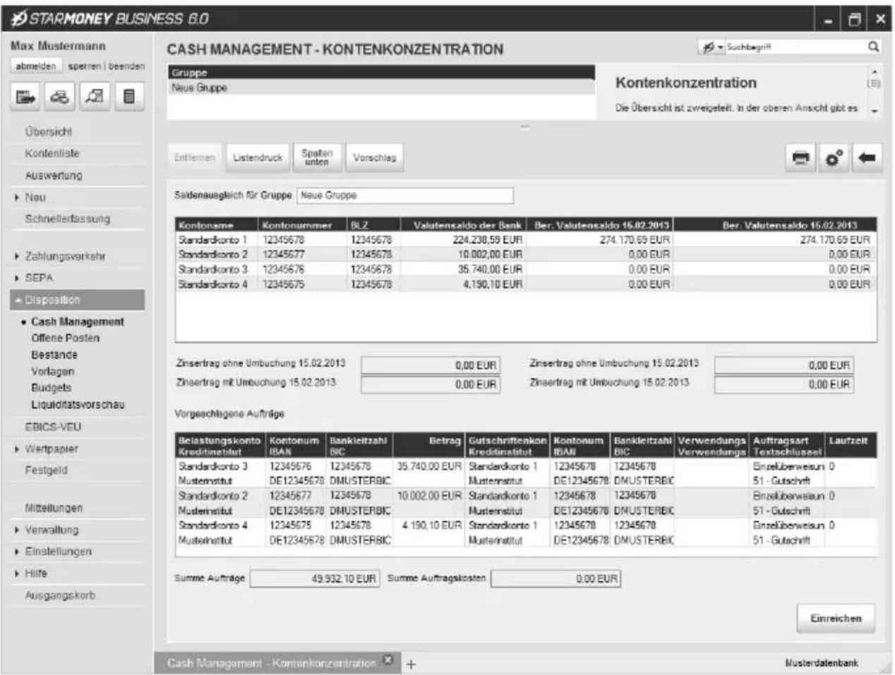 StarMoney Business 6.0 PlusPaket - Einstellungen für Kontokonzentration - 1