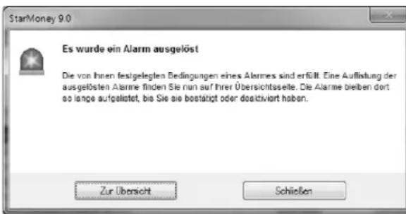 StarMoney 9.0 - Aktivierter Alarm in StarMoney - 1