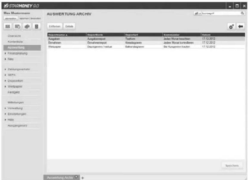 StarMoney 9.0 - Archivierte Auswertungen anzeigen - 2