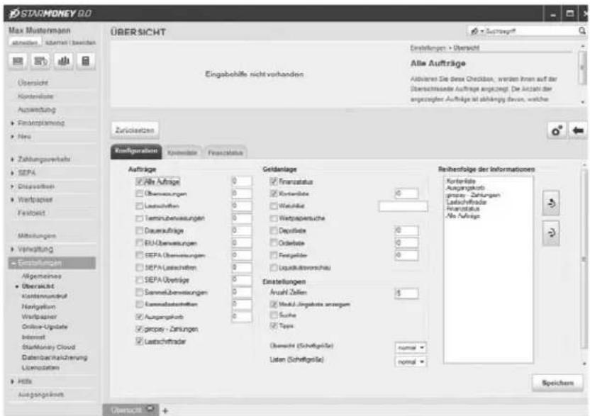 StarMoney 9.0 - Informationen der Übersichtsseite - 1