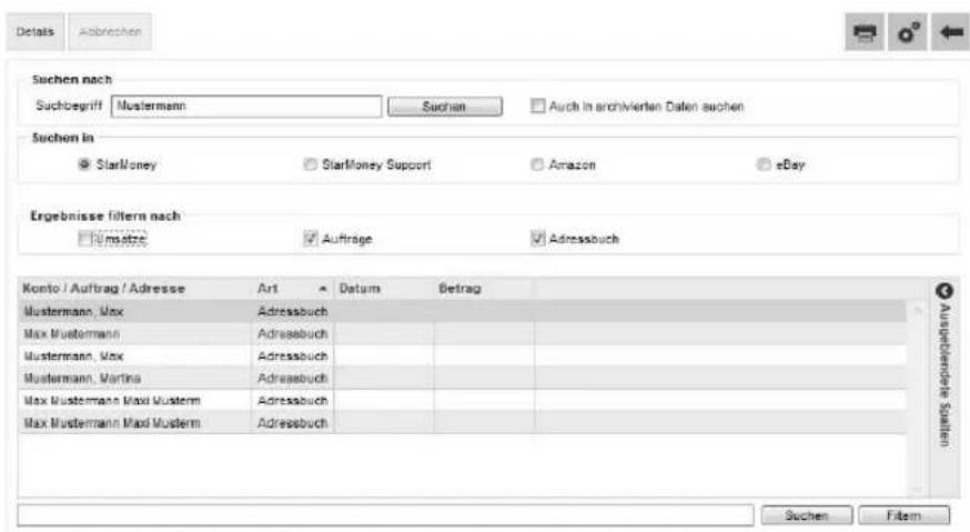 StarMoney 10.0 - Detailsuche - 1