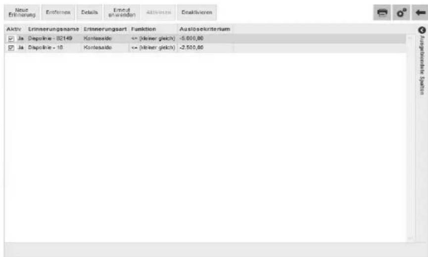 StarMoney 10.0 - Erinnerungen einrichten - 1