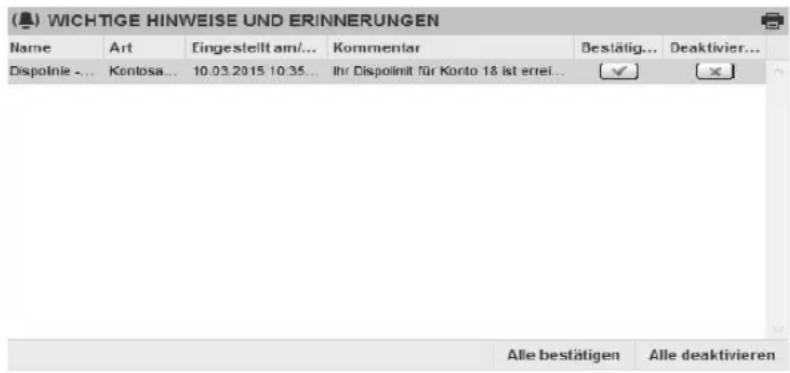 StarMoney 10.0 - Aktivierte Erinnerung in StarMoney - 1