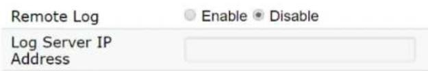 Remote Log Enable Disable Log Server IP Address