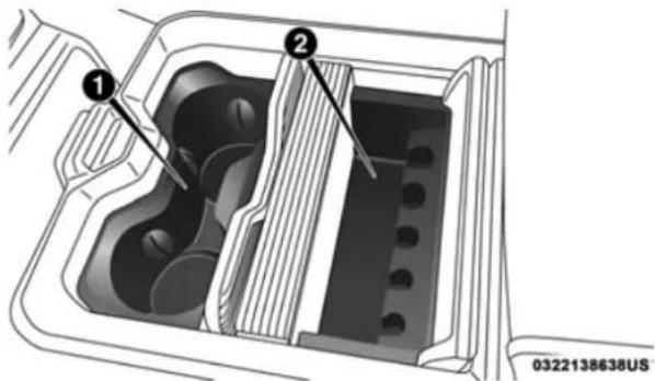 Technical diagram of a car intake or exhaust system with labeled components ① and ②, showing internal compartments and exhaust pipe.