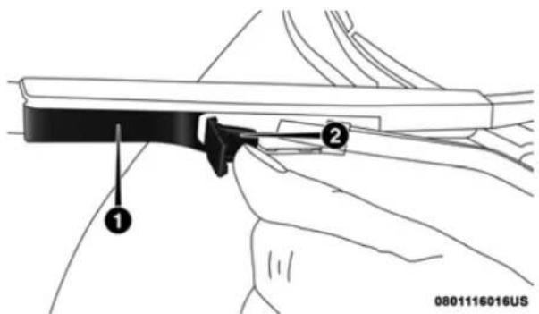 Technical diagram showing a mechanical component with labeled parts 1 and 2, likely from an engineering or manufacturing context.