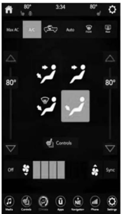 80° 3:34 80° Max AC A/C Auto Food New 80° 80° Controls Off Sync Media Controls Climate Apps Navigation Phone Settings