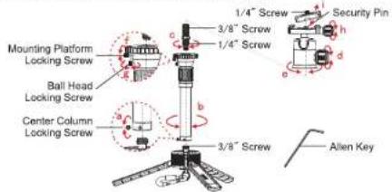 Sirui TableTop 3T-35K - 3.Bail head and center column operation - 3