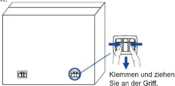 Klemmen und ziehen Sie an der Griff.