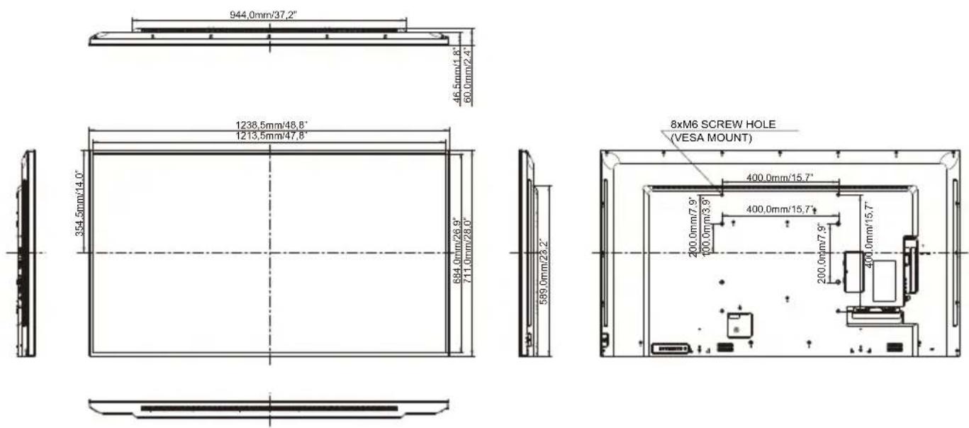 IIYAMA Signage Solutions LH4346HS-B1 - ABMESSUNGEN : ProLite LE4340S - 3
