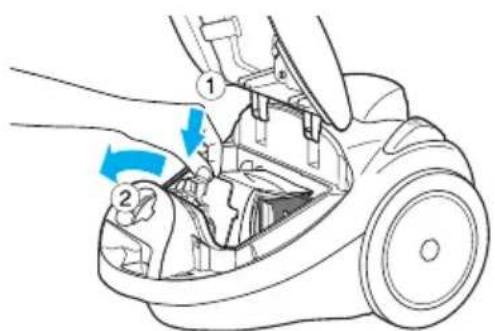 PANASONIC MC-E761 - D-1) Как да смените торбичката за прах How to replace the dust bag - 2