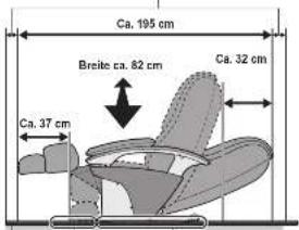 Ca. 195 cm Breite ca. 82 cm Ca. 32 cm Ca. 37 cm