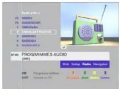 Radio (103.3) F2 RADIO F3 RADIO/135P 1 CDMA Radio 2 RADIO/135P RADIO 3 RADIO/2 4 RADIO/3 5 RADIO/40 P 67:00 PROGRAMMES AUDIO (40Hz) OK Printogram available OUT Document or TV With Setup Radio Navigator Audio Audio Graph