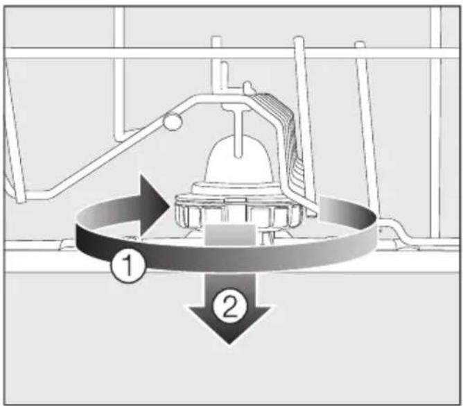 MIELE G 17150-60 Vi - Oberen und mittleren Sprüharm entnehmen - 1